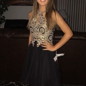 Black & Gold homecoming/prom dress
